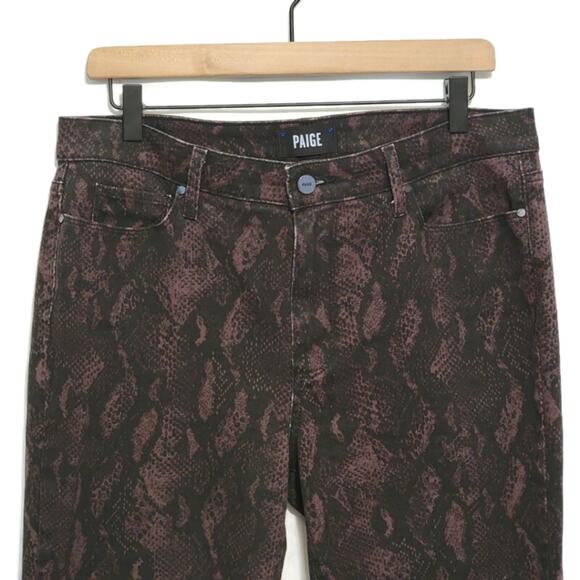 Paige Hoxton Ankle Snakeskin Pattern High Rise Stretch Black Skinny Jean Size 31 - Picture 3 of 12